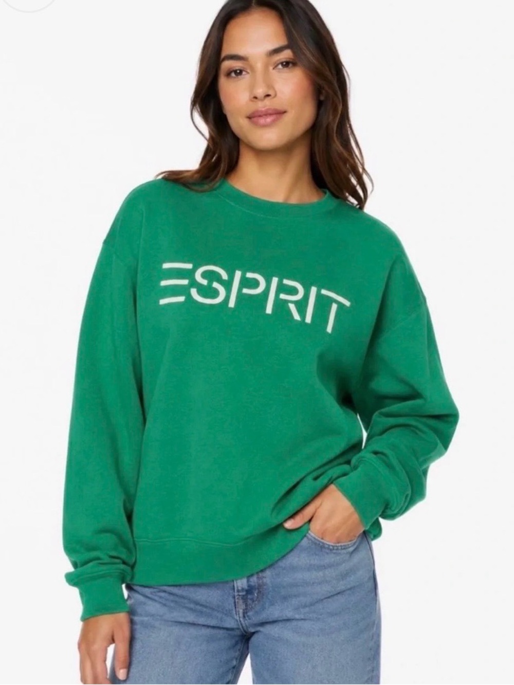 Esprit Green Crewneck Sweatshirt with White Logo